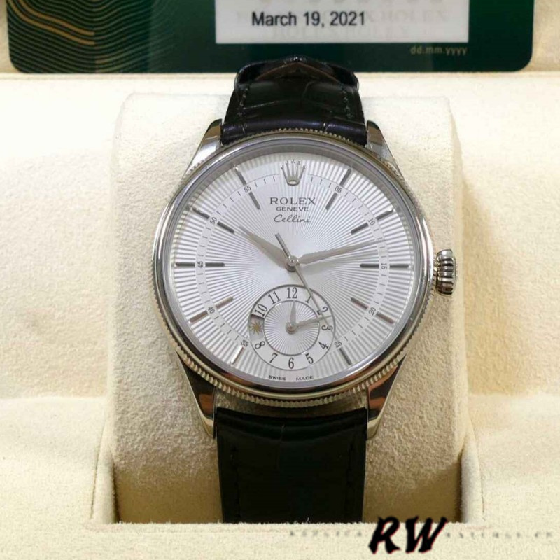 【Super Clone】Rolex Cellini Dual Time 50529 Silver Dial 39mm Mens Replica Watch