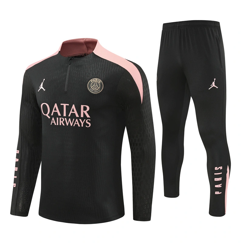2024-25 PSG Jordan Paris Black with Pink 【Player】 Long Sleeve Training Suit