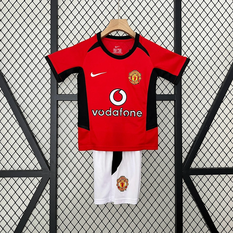 Retro kids 2002-04 Kids Manchester United home BECKHAM v.NISTELROOY GIGGS KEANE Football jersey retro