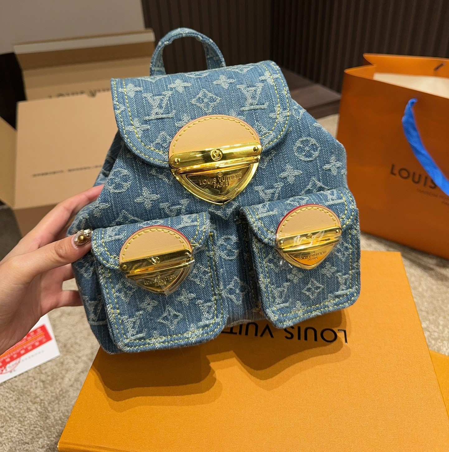 Louis Vuitton Backpack Venice Denim Blue 20Cm M46836