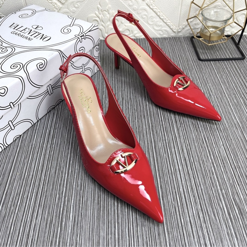 Valentino Vlogo The Bold Edition Slingback Pumps In Patent Leather 60Mm In Rouge Pur