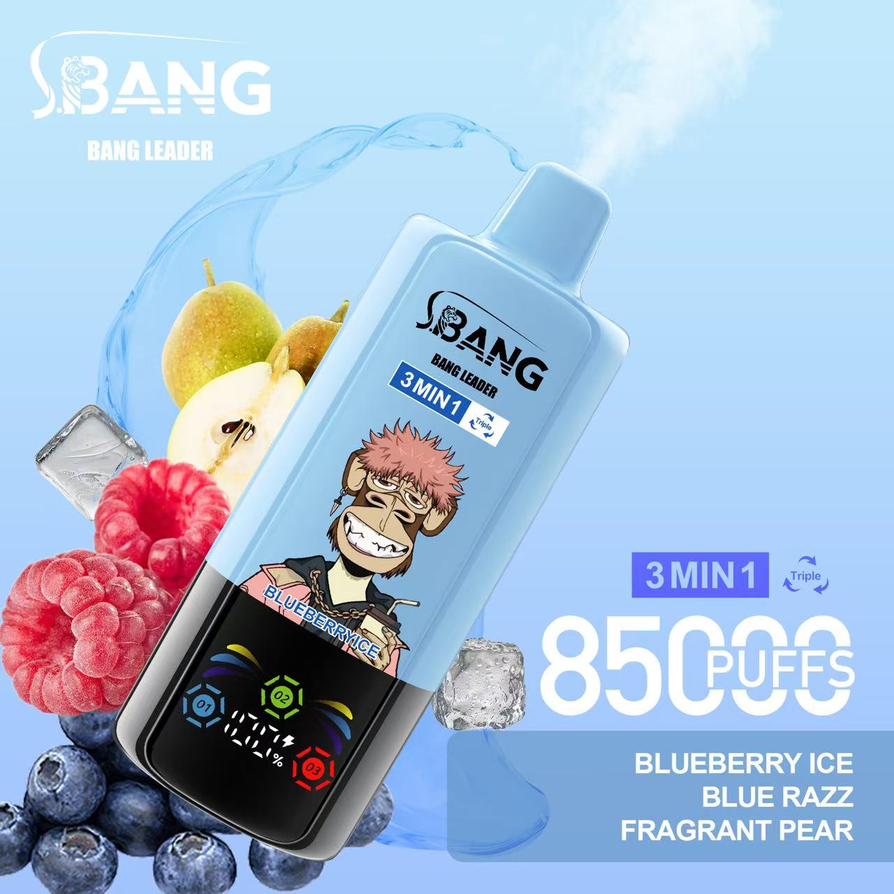 Bang Leader 85K Puffs 3-in-1 Prefilled Vape | 3 Adjustable Flavors, Rechargeable