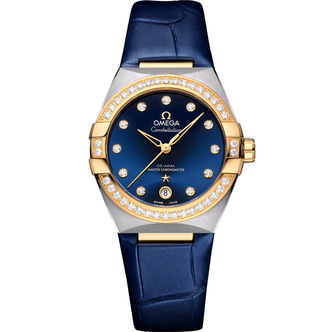 Omega Constellation 36mm Red Dial with Diamonds Stainless Steel and 18k Yellow Gold Strap 131.28.36.20.53.001