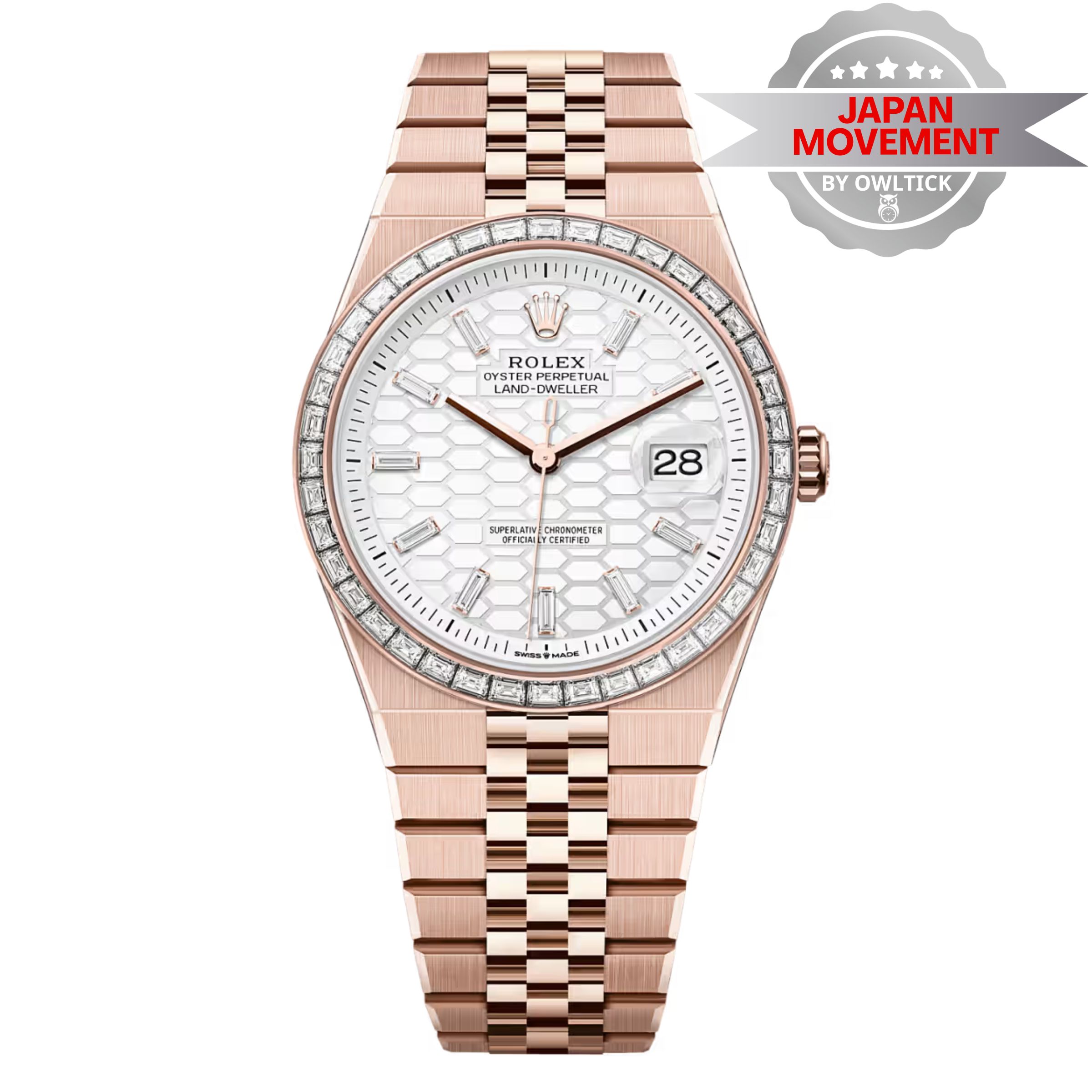 [Superclone] Rolex Land-Dweller 40mm White Dial Diamond Bezel Jubilee 127385TBR