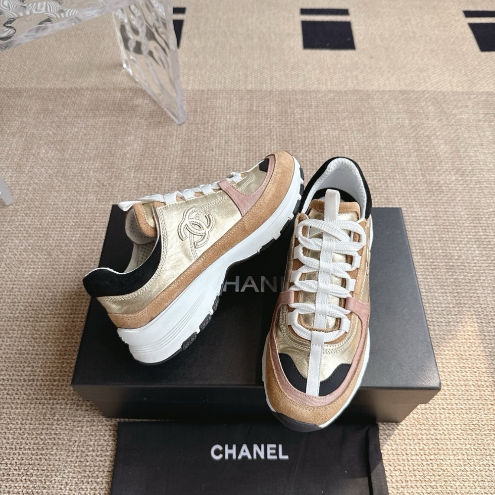 Chanel Sneaker Gold Beige And Black G46609 B21320 U2406