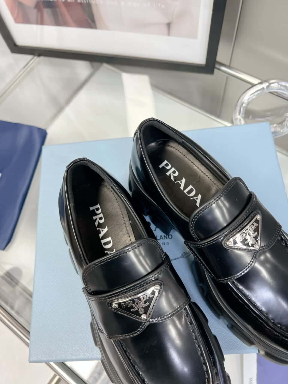 Prada Brushed Leather Monolith Loafers 1D649Mb4Lf0002Fb055