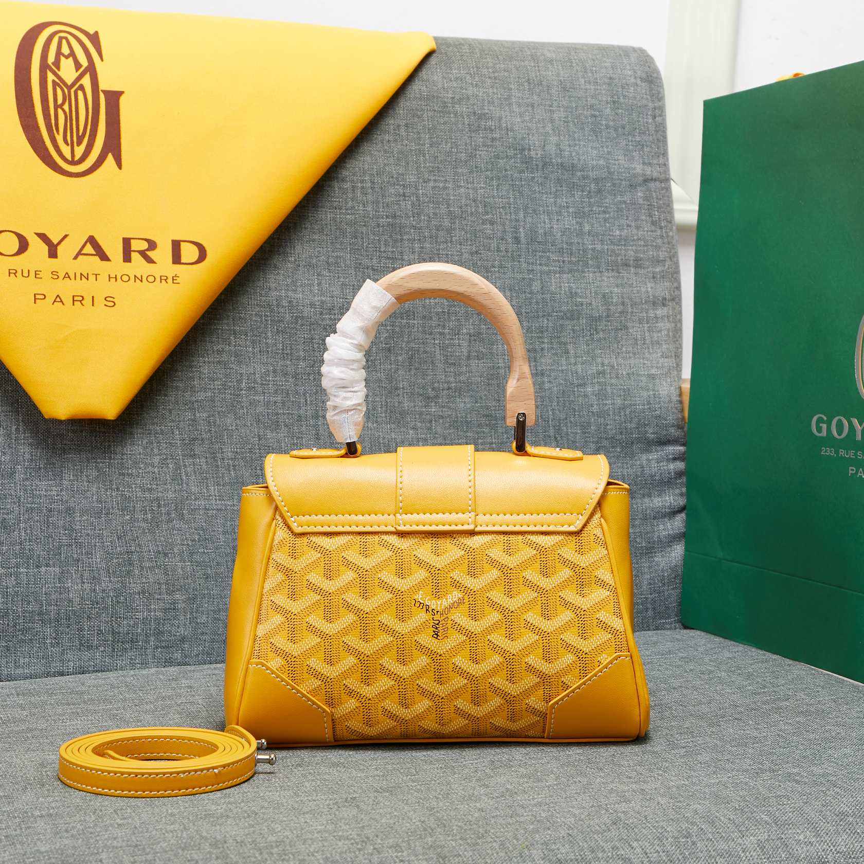 Goyard Saigon Souple Mini Bag Yellow Canvas 20cm