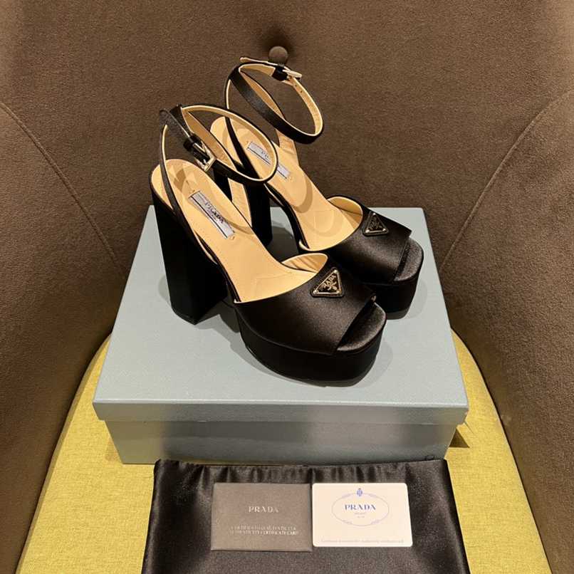 Prada High-Heeled Satin Sandals Black 1Xp48B049F0002F135