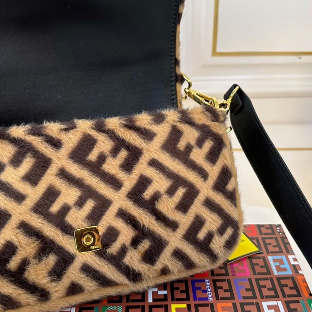 Fendi Baguette Sheepskin Bag Brown 26Cm