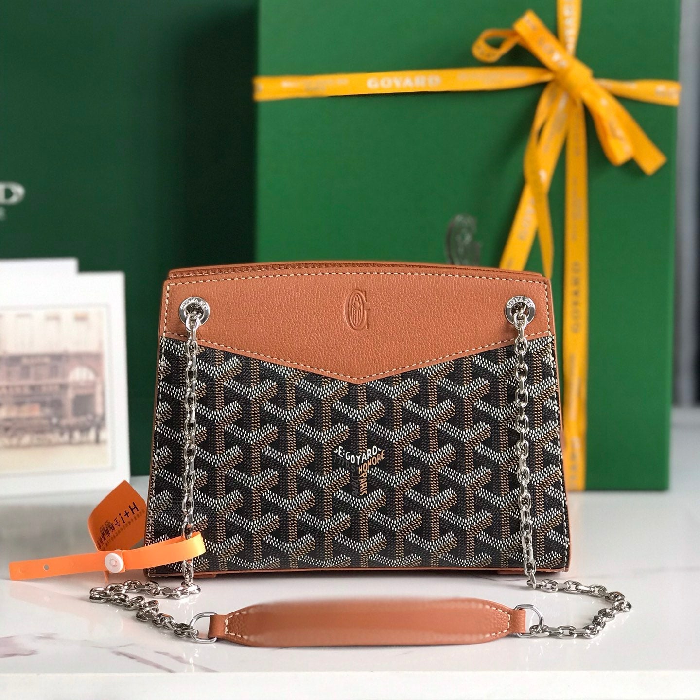 Goyard Rouette Structuré Mini Bag 21 Cm Black Goyardine Canvas And Tan Calfskin