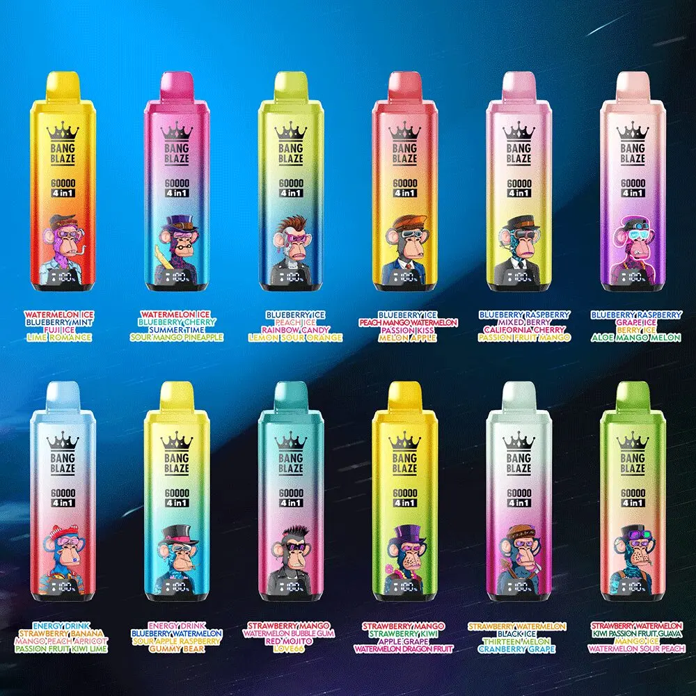 【🔥Hot Sale】Bang Blaze 60000 60k Puffs 4 in 1 Flavors Newest Original Rechargeable LCD Display Disposable Vape🔥