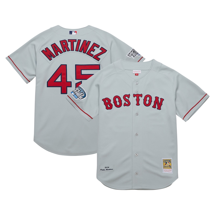 Pedro Martinez Boston Red Sox Mitchell&Ness 2004 Cooperstown Collection Throwback Jersey Gray