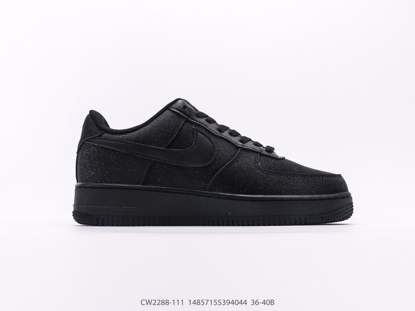 Nike Air Force 1 Low Black Glitter Pink Swoosh