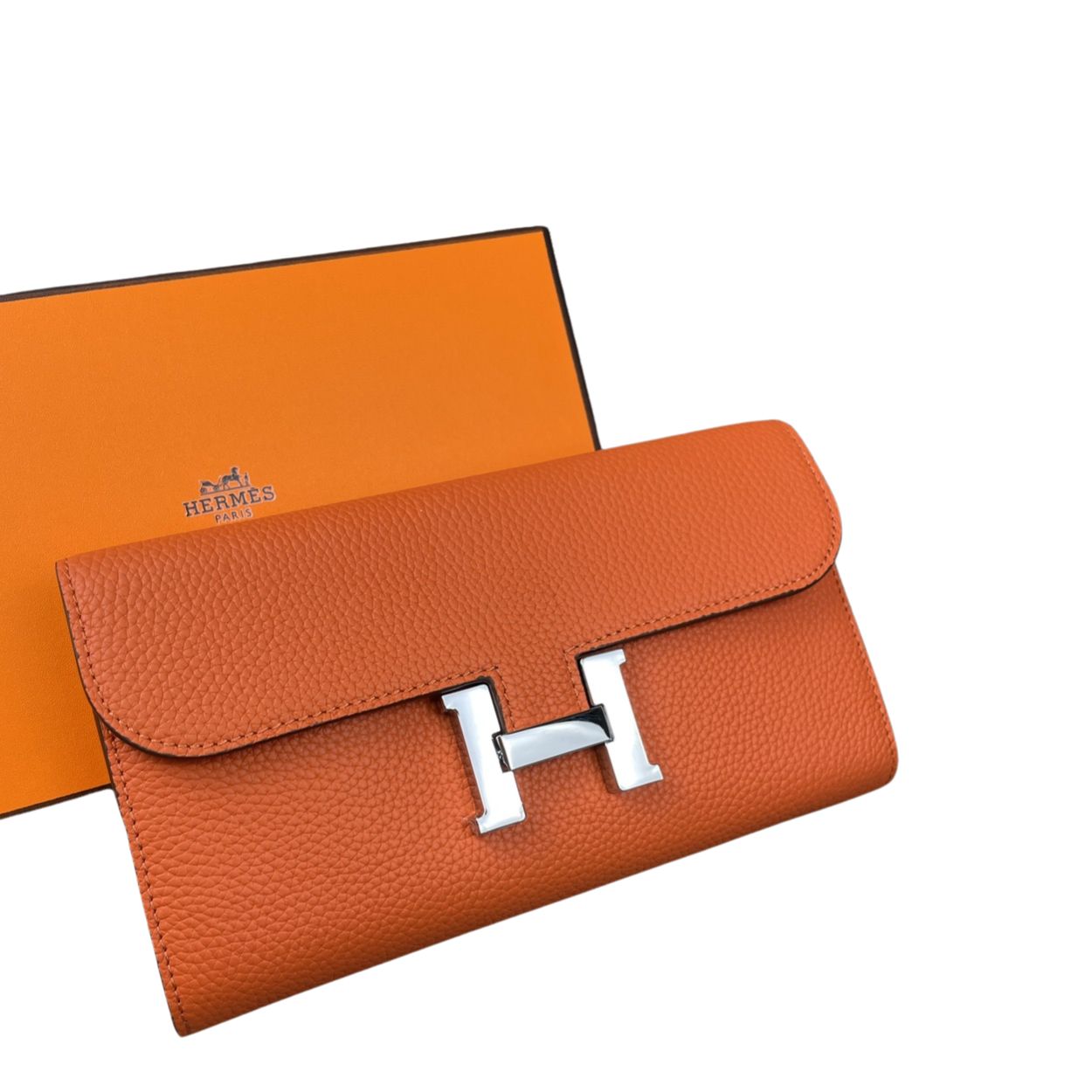 Hermes Constance Togo Long Wallet Silver Toned Hardware 20cm