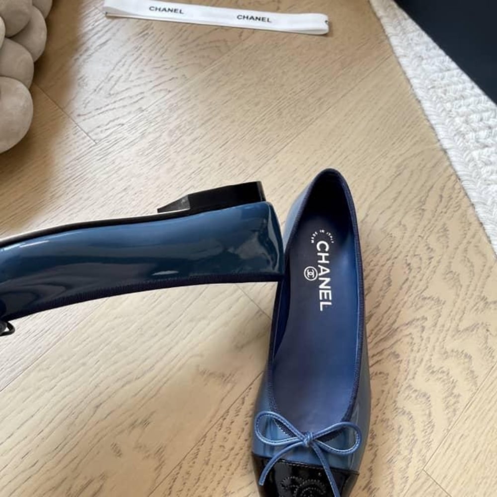 Chanel Ballet Flats Navy Blue G02819 B19028 Nacis