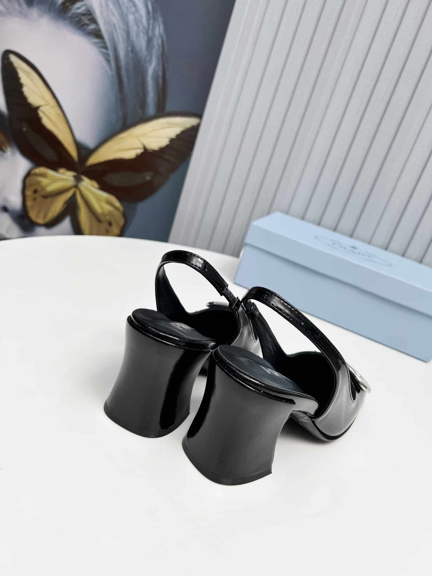 Prada Leather Slingback Pumps Black