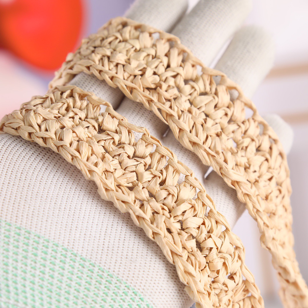 Prada Raffia Tote Bag Beige Straw Beach Bag 51 cm