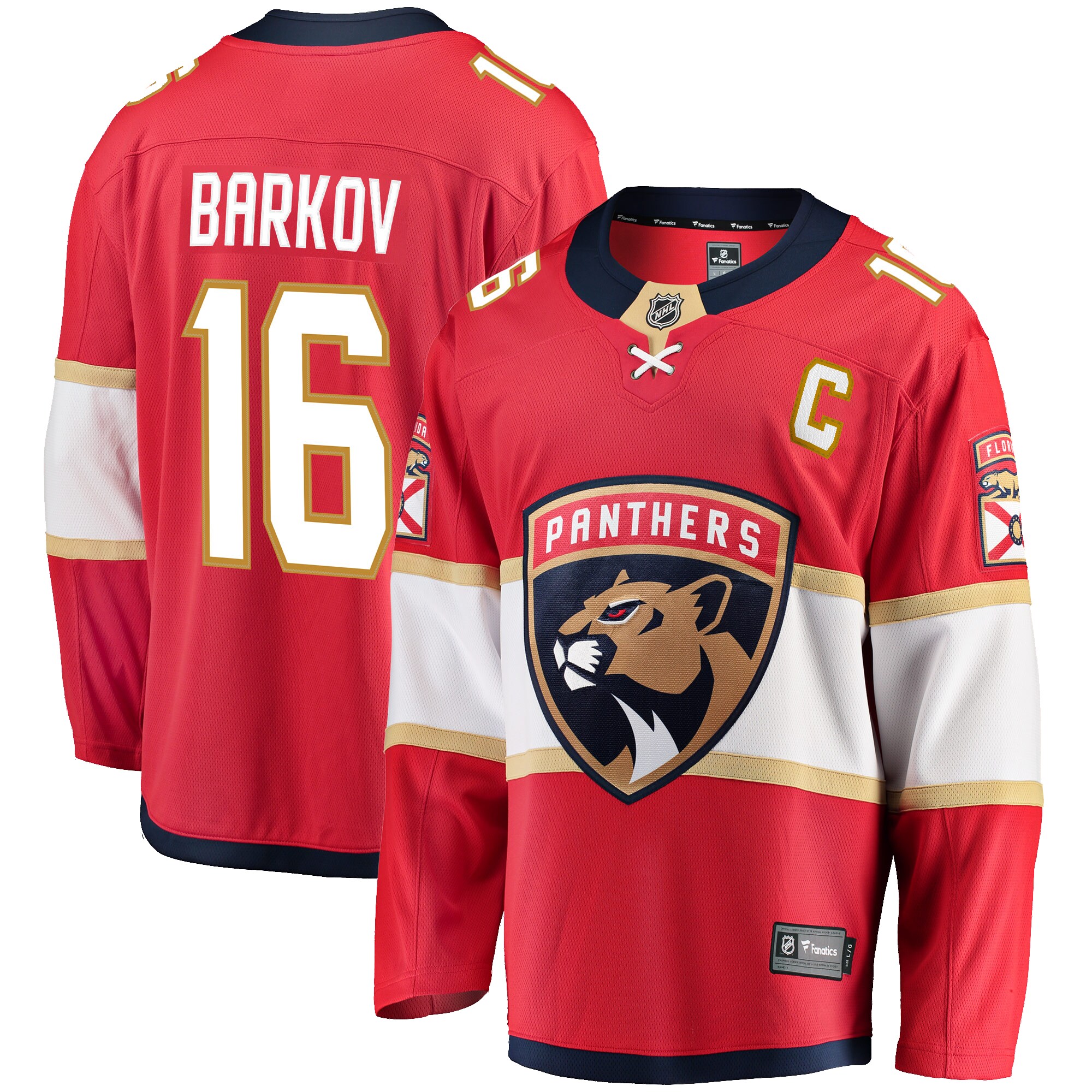Aleksander Barkov Florida Panthers Fanatics Captain Patch Home Breakaway Jersey – Red