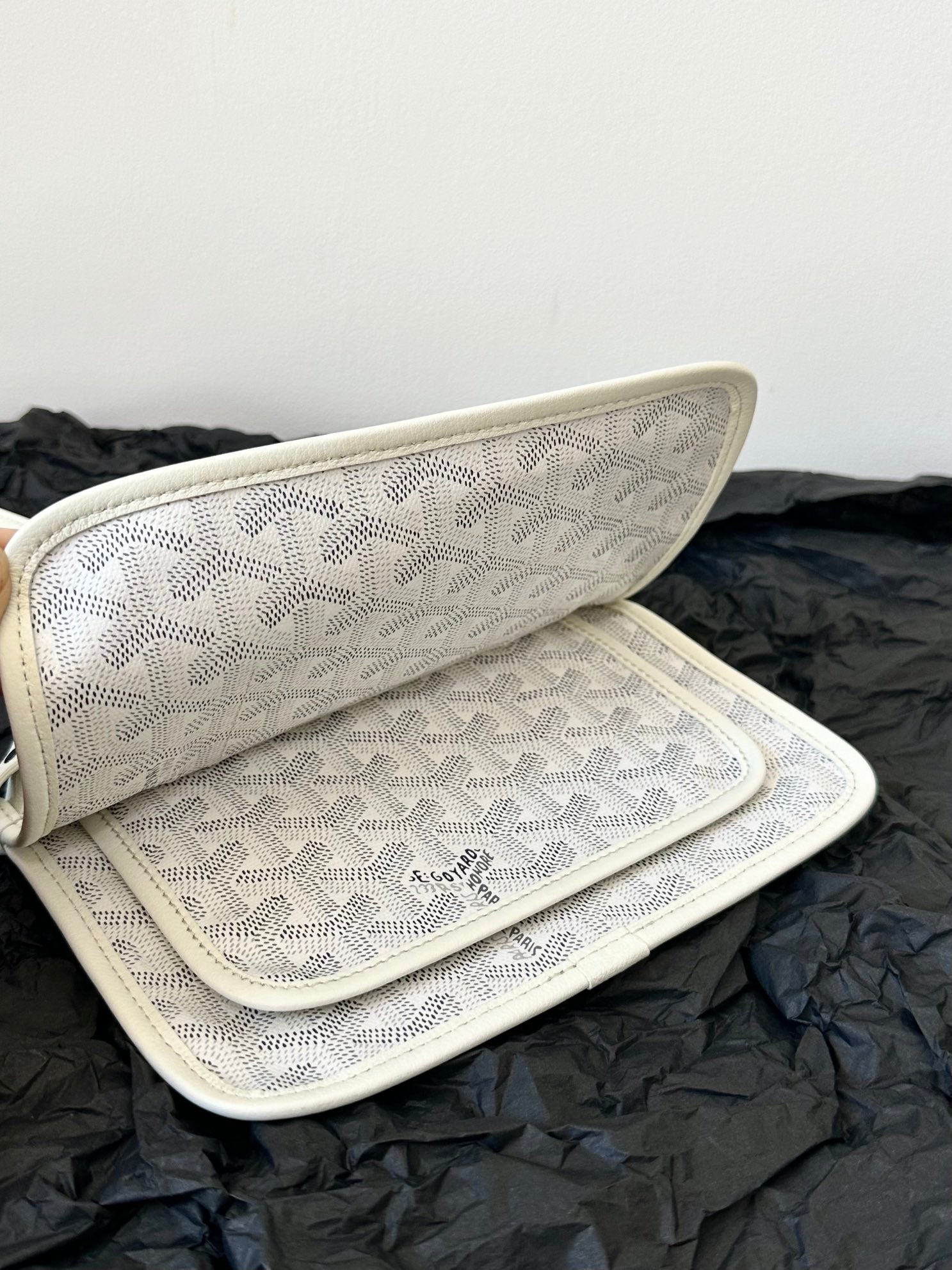 Goyard Plumet Pocket Wallet 20 Cm White Goyardine Canvas And Lambskin Trim