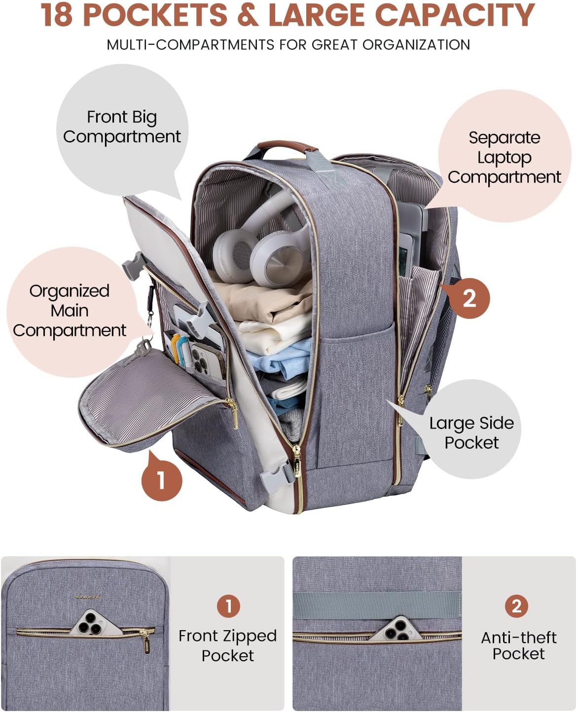 40L Travel Backpack for Women & Men