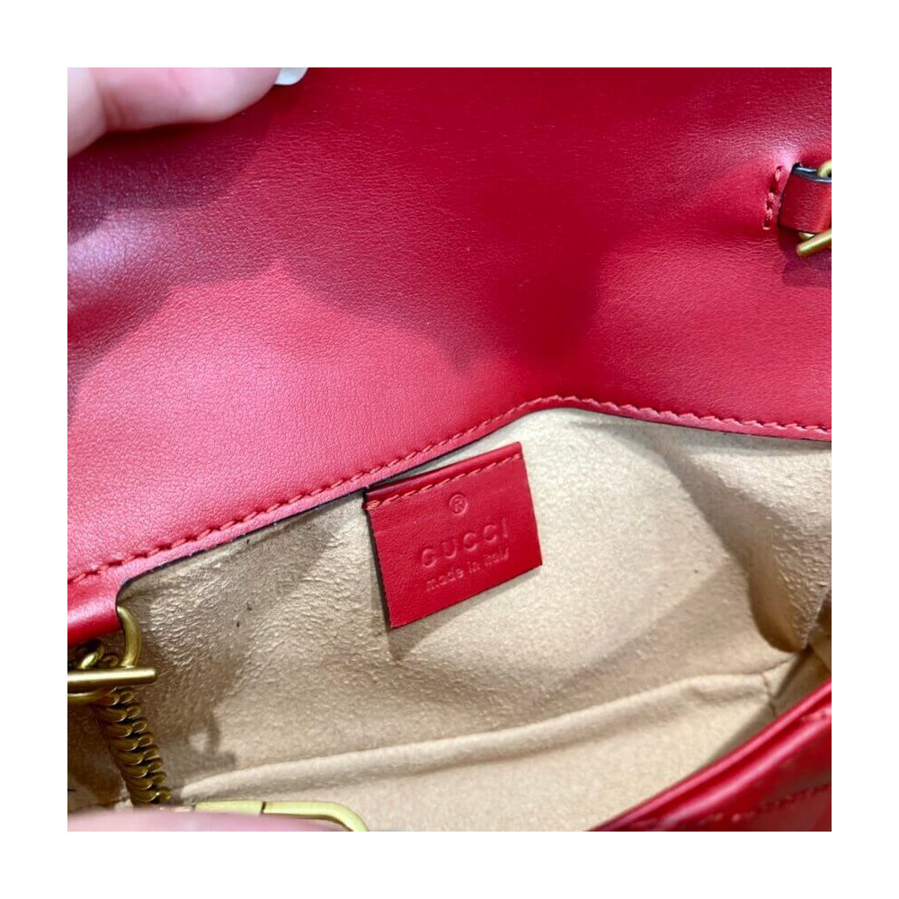Gucci GG Marmont Matelasse Chevron Leather Super Mini Bag Red