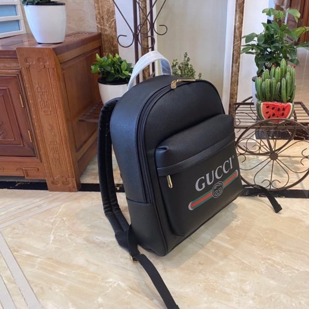 Gucci Print Leather Backpack Black 41cm