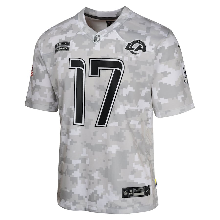 Puka Nacua #17 Los Angeles Rams Arctic Camo 2024 Salute to Service YOUTH Jersey - National Football League 2024