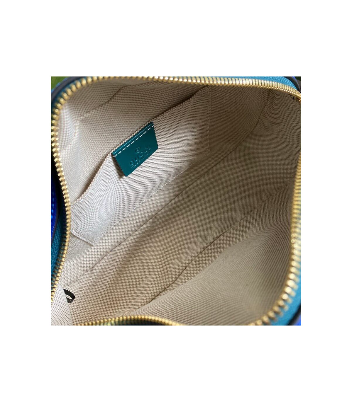 Gucci GG Marmont Small Shoulder Bag Blue and Emerald Leather