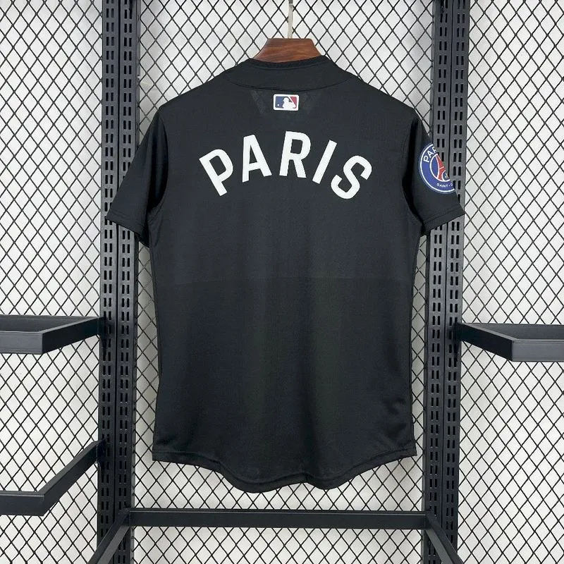 2025-26 PSG Baseball uniform black Football jersey