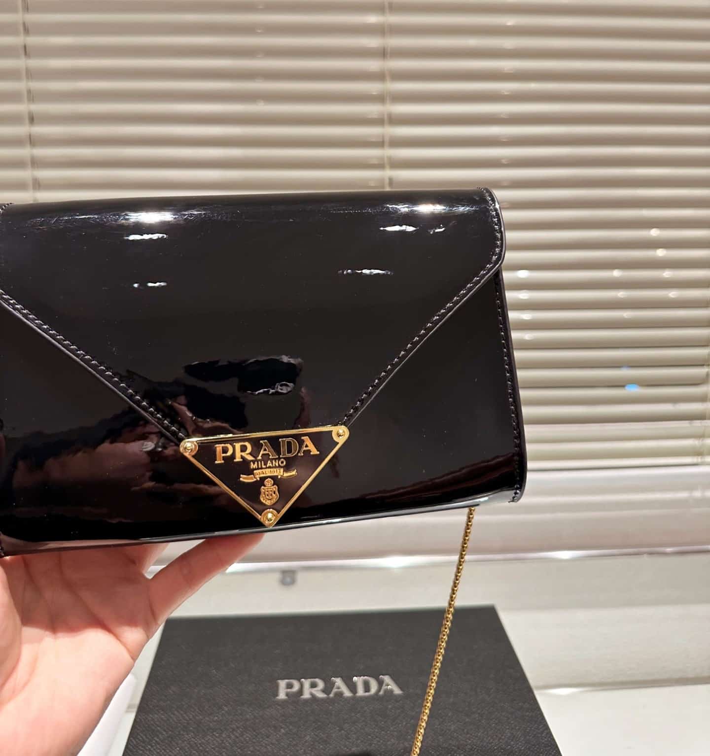 Prada Patent Leather Mini Bag Black 20Cm
