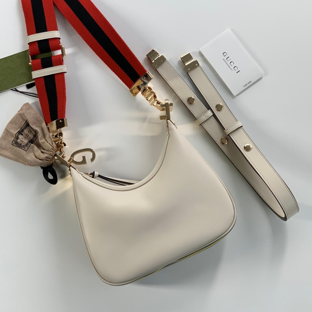 Gucci White Leather Attache Small Shoulder Bag