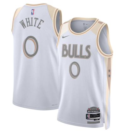 Chicago Bulls Nike City Edition Swingman Trikot 2024 – Weiß – Coby White – Unisex