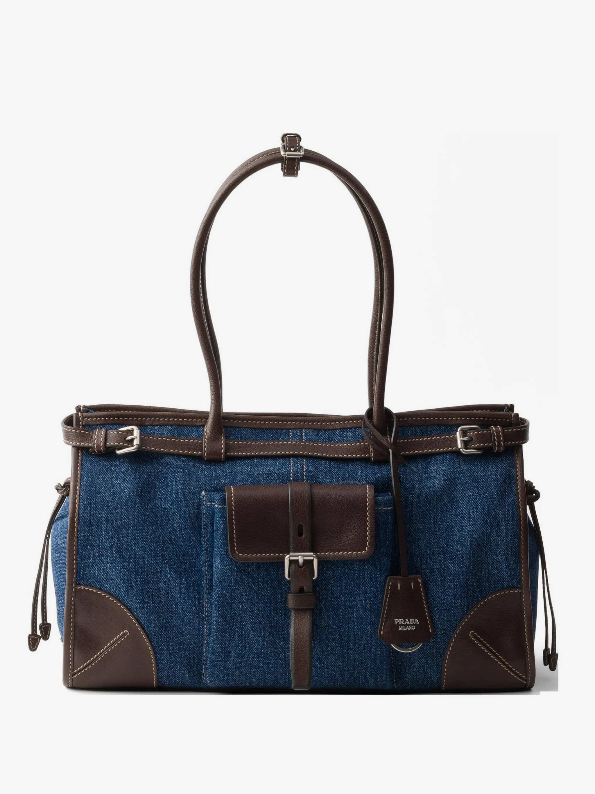 PRADA  Bonnie Denim & Brown 50cm Bag