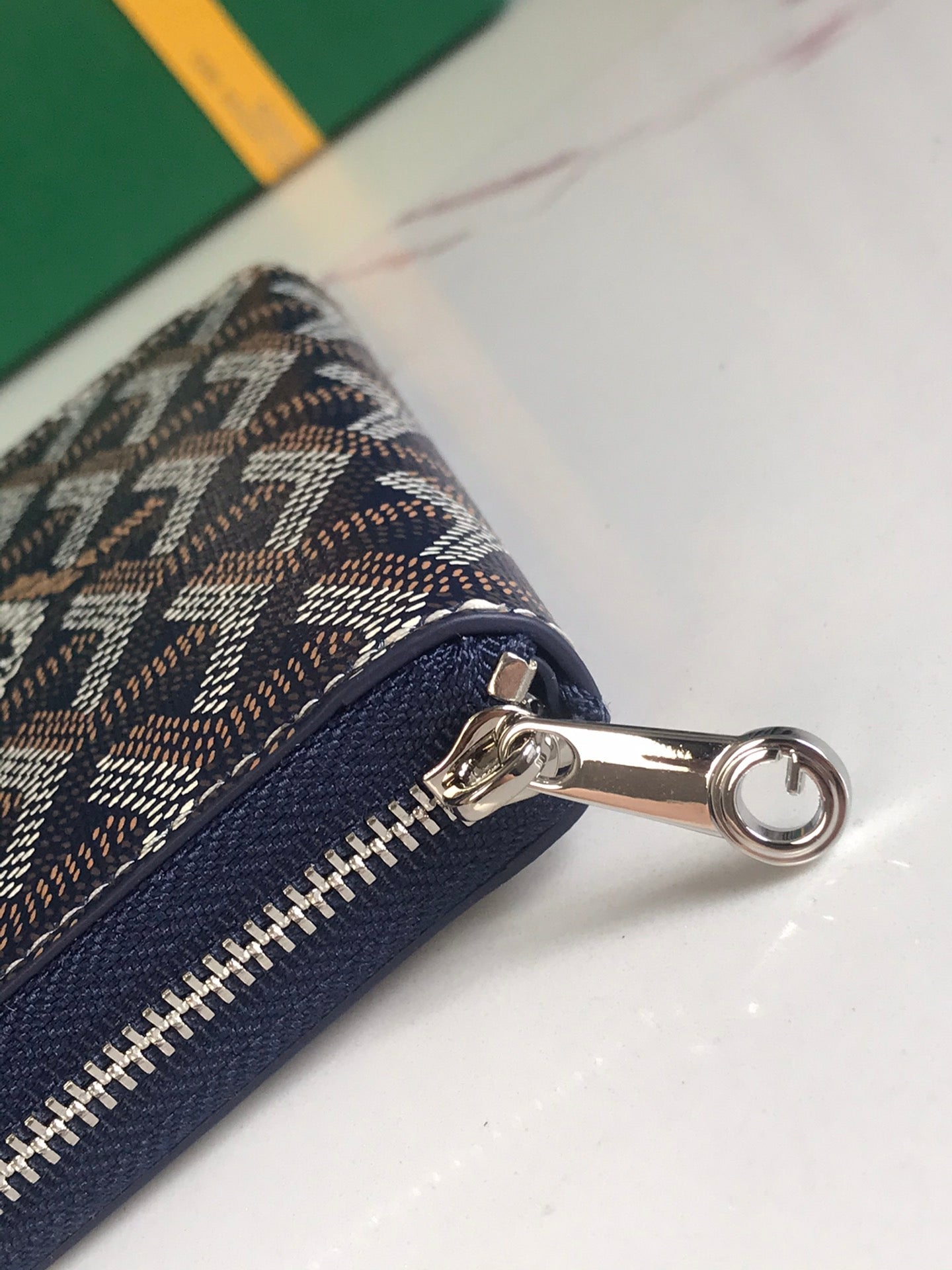 Goyard Matignon Mini Wallet 11cm Navy Blue Goyardine Canvas And Calfskin