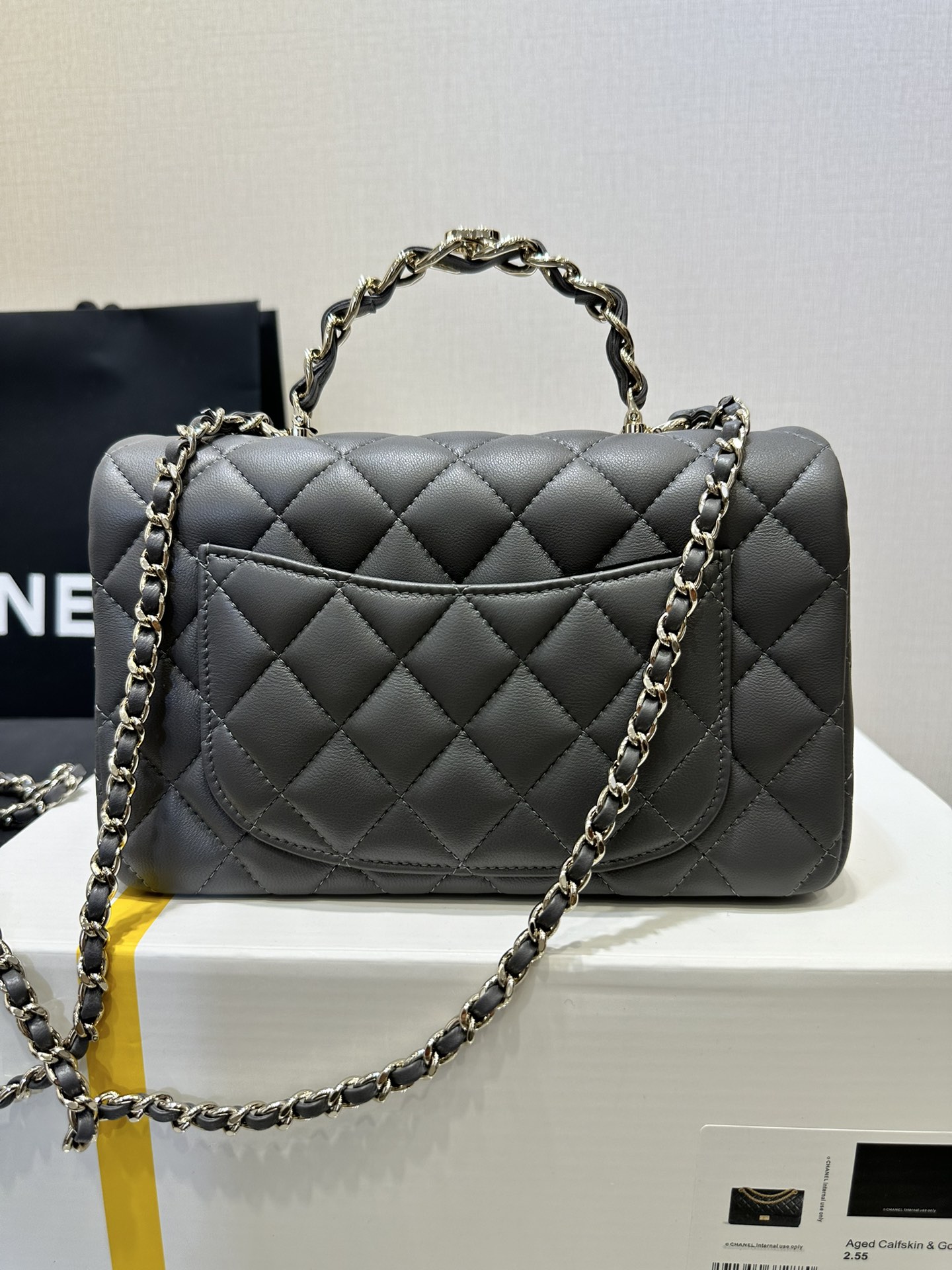 Mini Flap Bag with Top Handle（Gray）