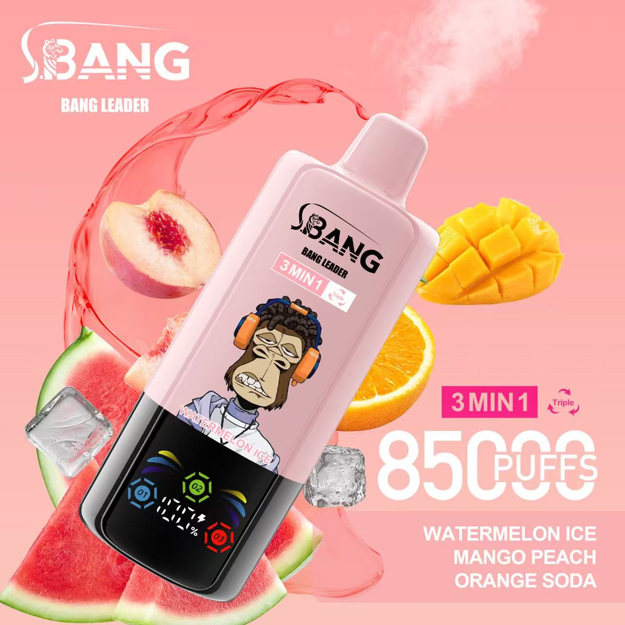 Bang Leader 85K Puffs 3-in-1 Prefilled Vape | 3 Adjustable Flavors, Rechargeable