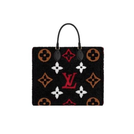 Louis Vuitton Onthego Monogram Teddy Fleece Black And Red 40Cm