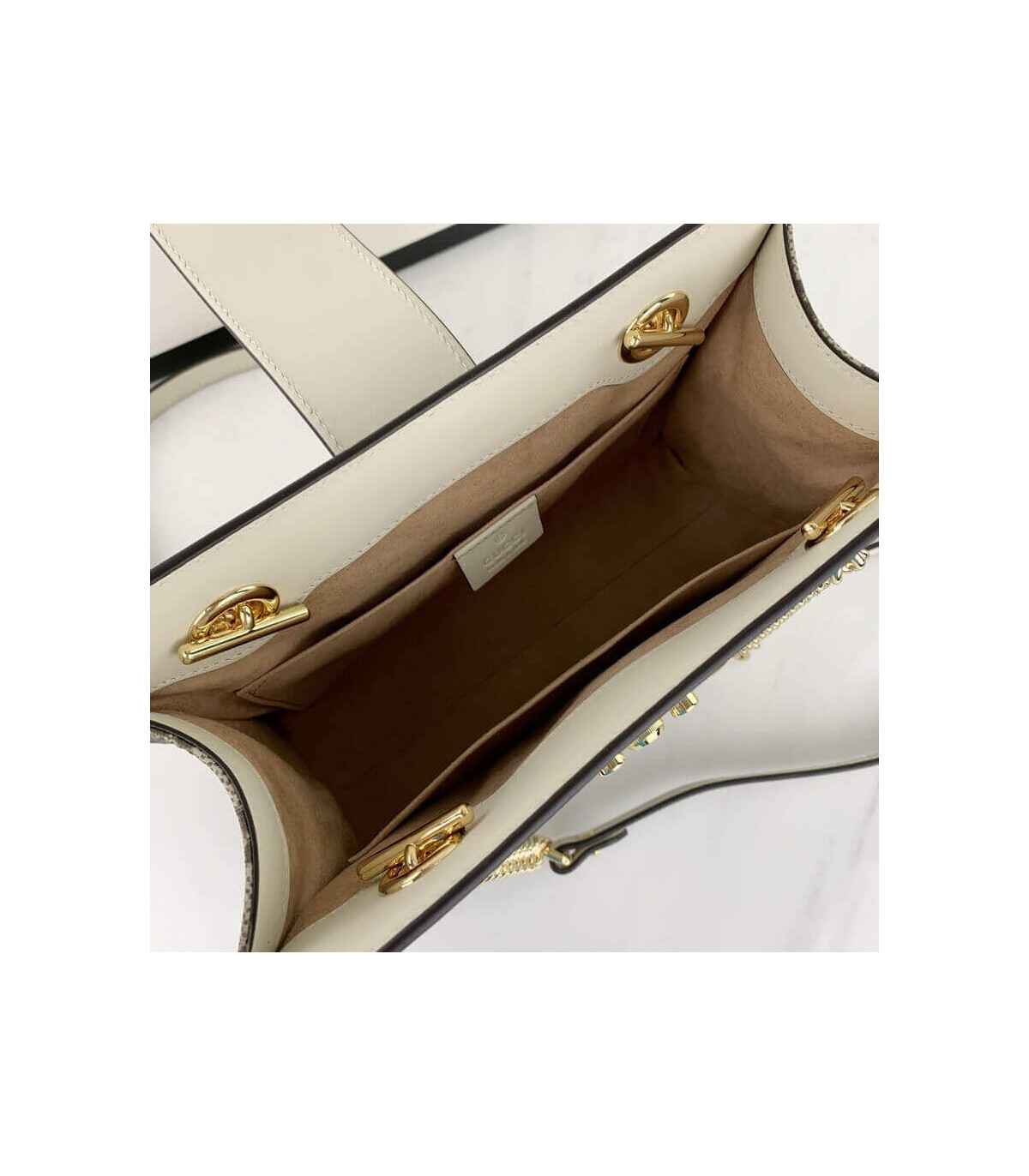 Gucci GG Supreme Padlock Small Shoulder Bag White