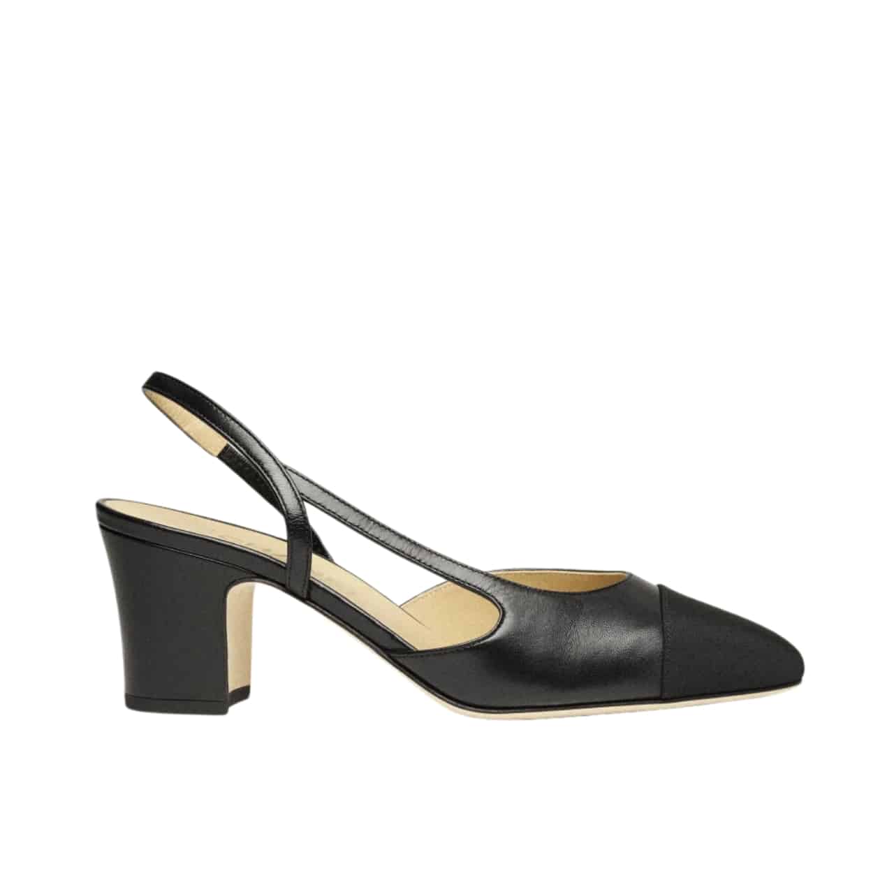 Chanel Slingbacks Goatskin &Amp; Grosgrain Black