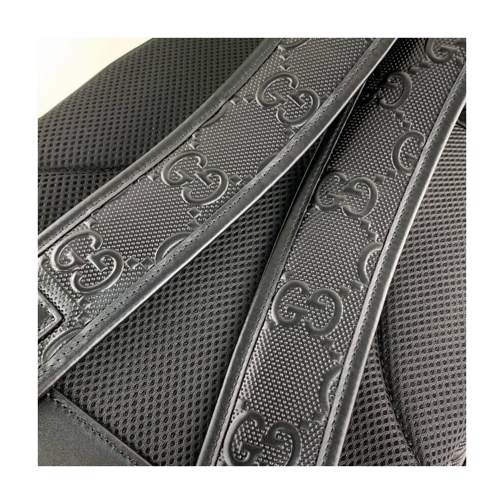 Gucci GG Embossed Backpack in Black Leather