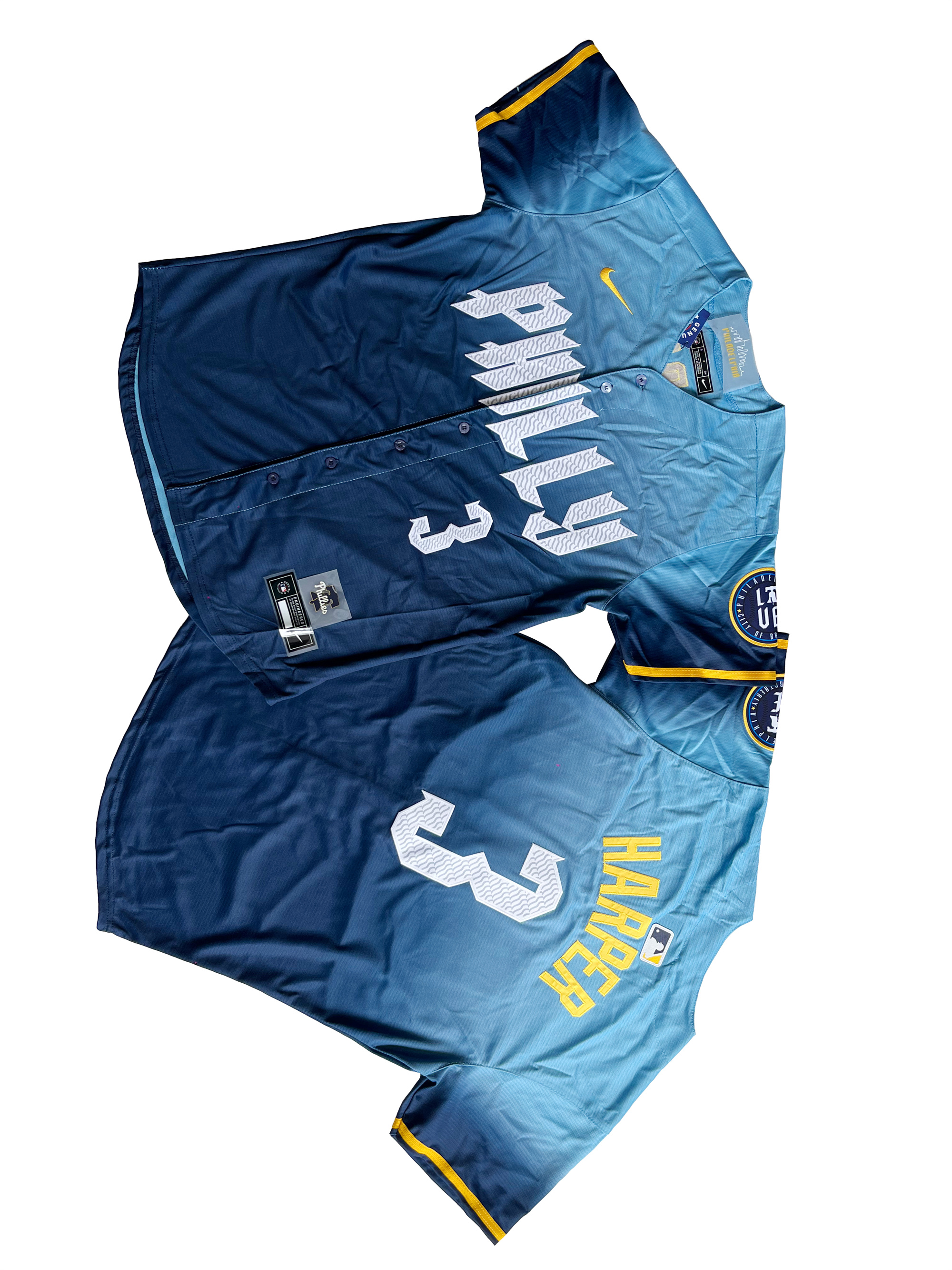 Philadelphia Phillies #3 Bryce Harper Nike Blue 2024 City Connect Limited Player Jersey