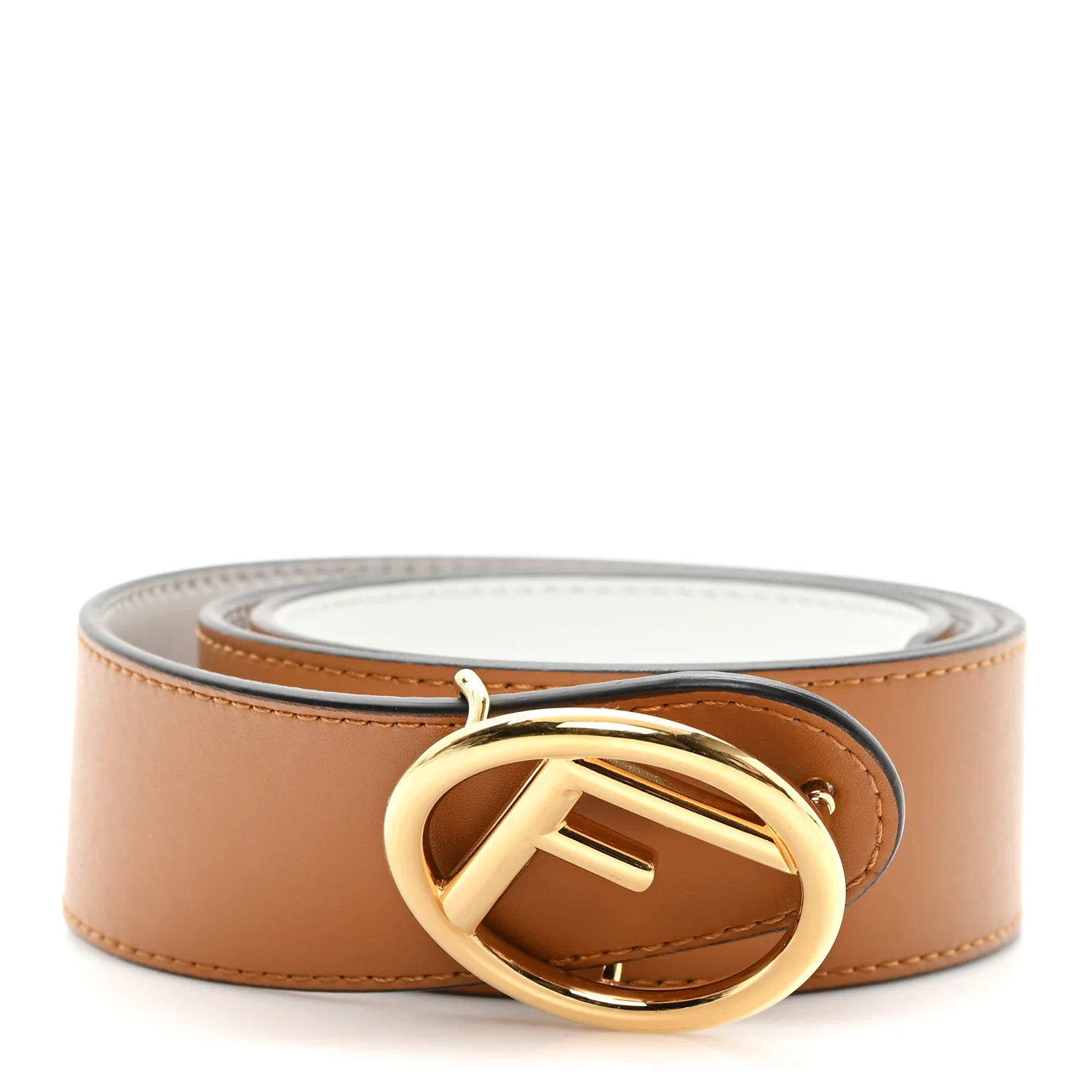 Vitello Liberty F is Fendi Bi-Color Reversible 80 32 Belt Caramello White