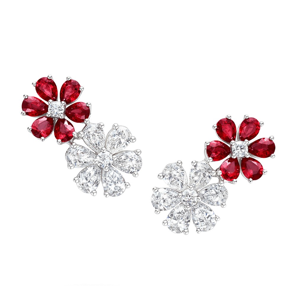 Twin Flower Gemstone Earrings