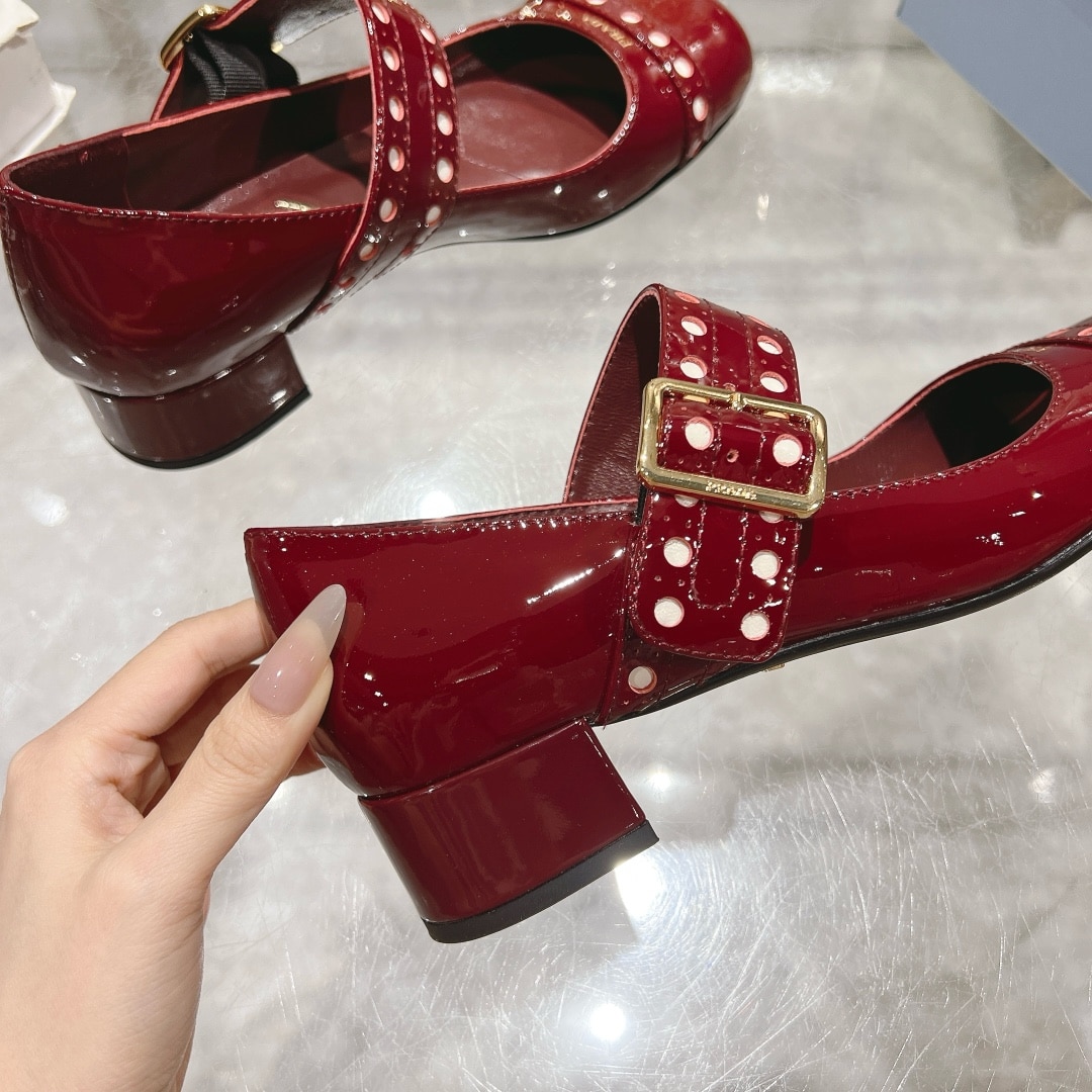 Prada Patent Leather Mary Jane Pumps Red