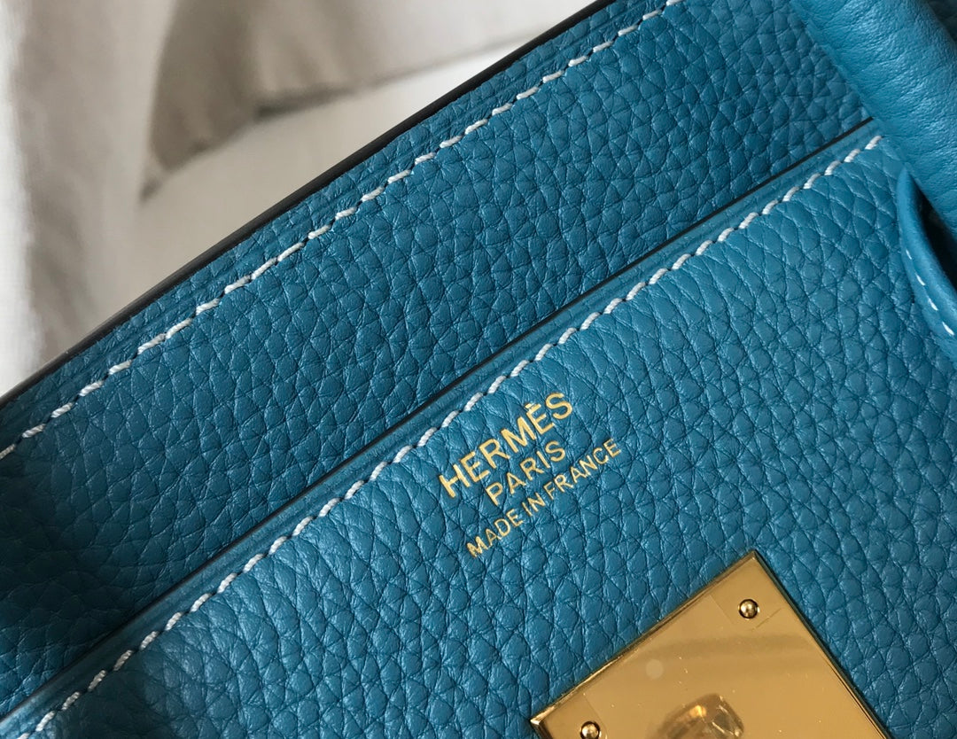 Hermes Birkin 35Cm Blue Togo Leather Gold Hardware