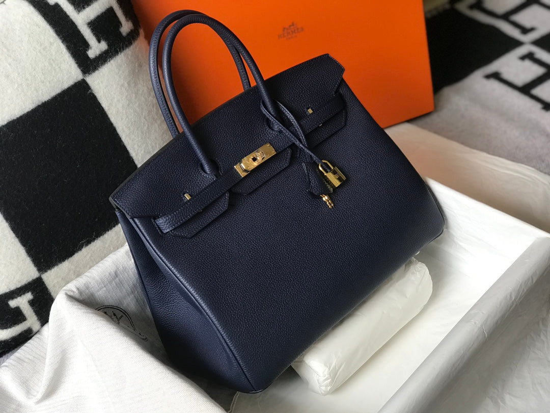 Hermes Birkin 35Cm Bag Navy Togo Gold Hardware