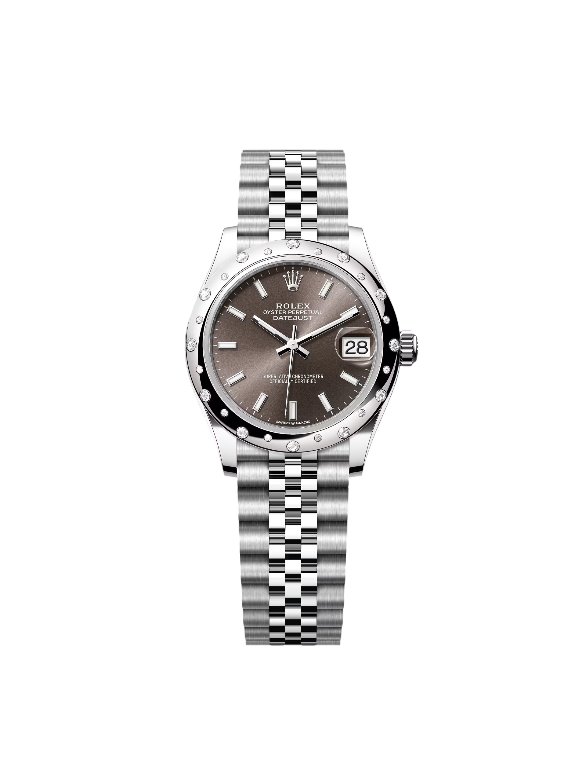 Rolex Datejust m278344 Dark Grey Dial 31mm Domed Diamond