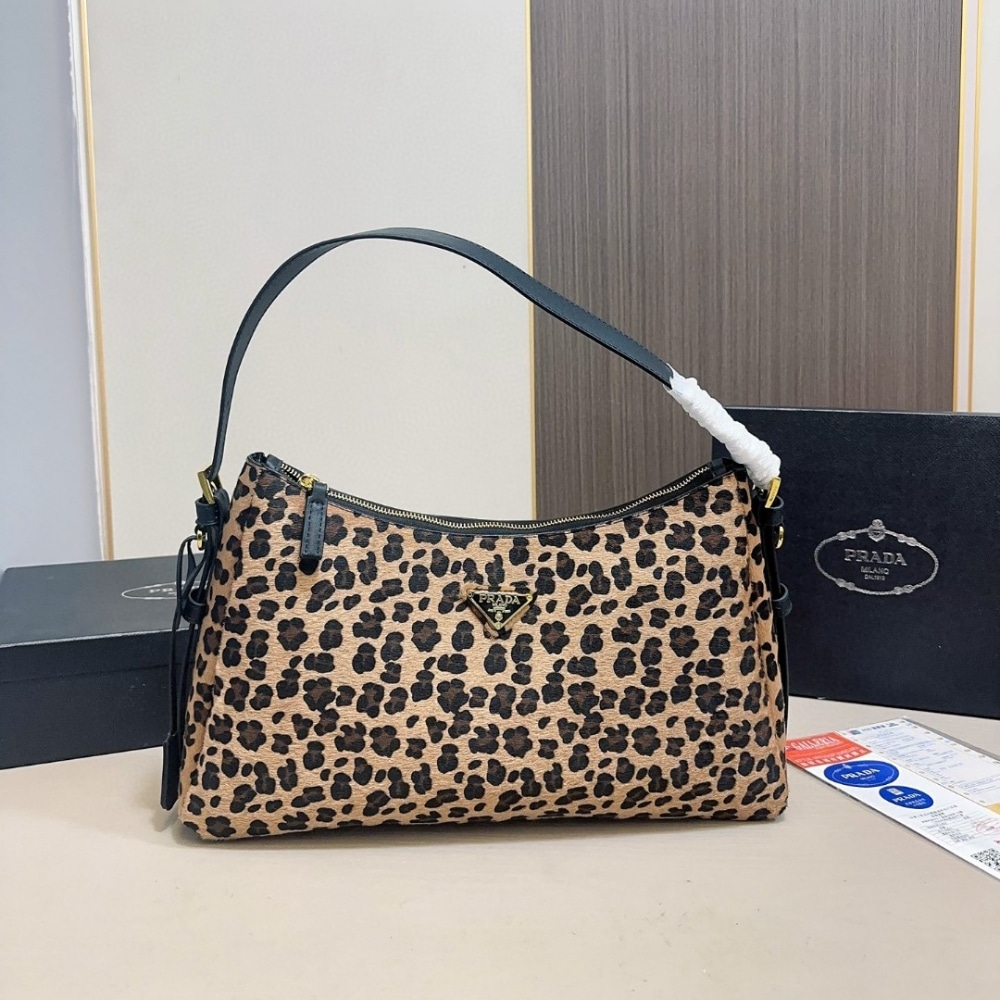 Prada Aimèe Medium Printed Leather Shoulder Bag Honey 39Cm