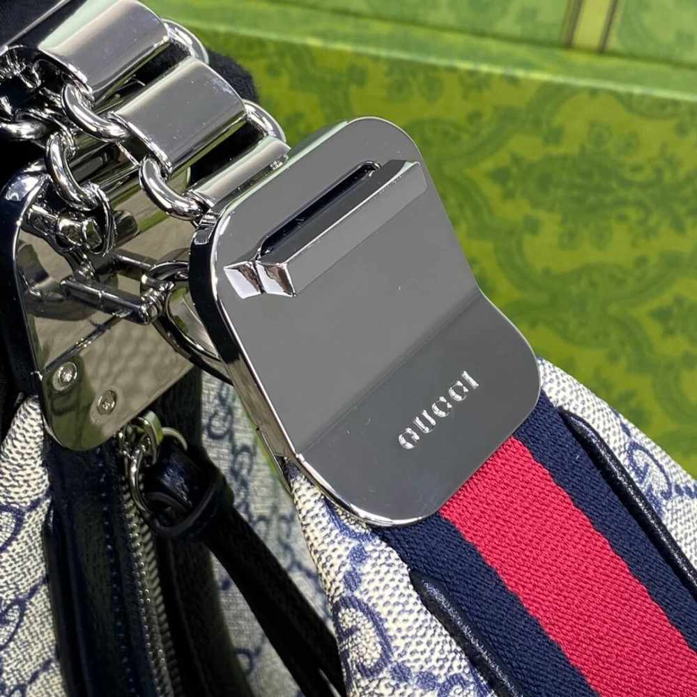 Gucci GG Supreme Attache Medium Shoulder Bag Blue