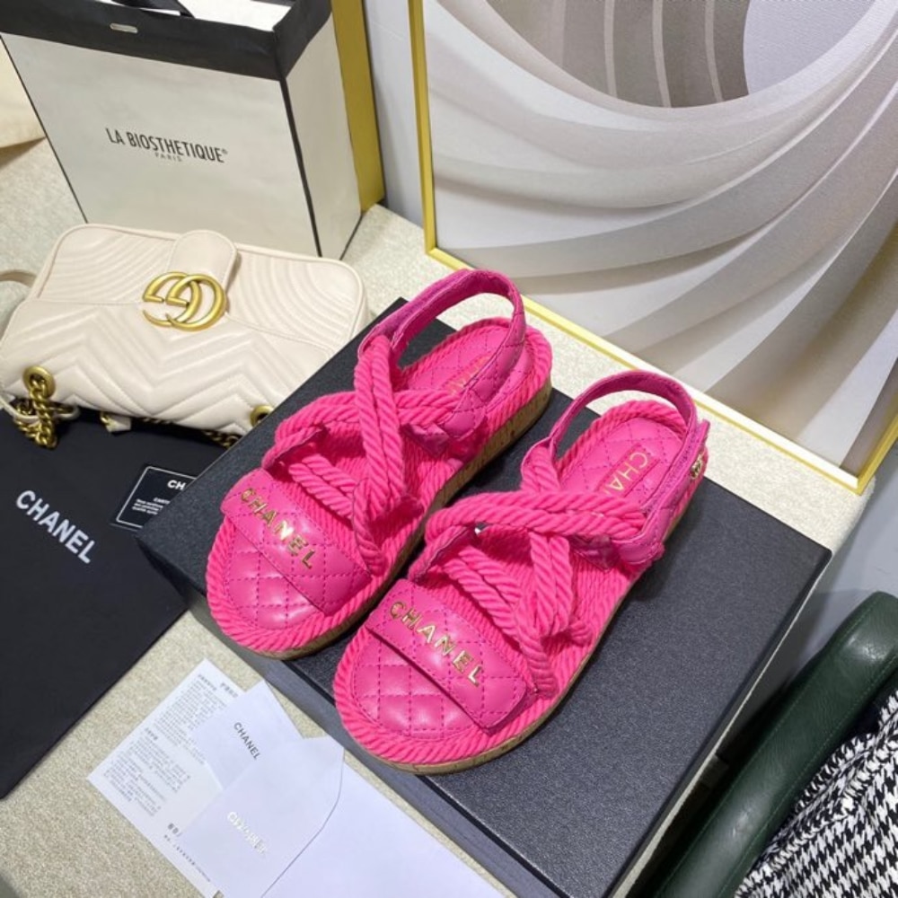 Chanel Rope Sandals Strap Pink